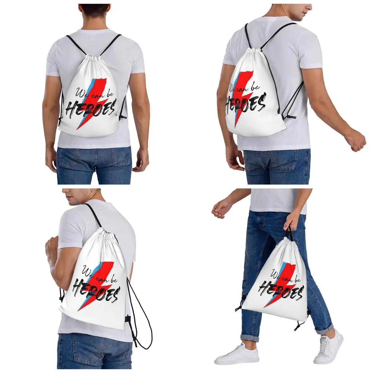 We Can Be Heroes Bowie Backpacks Casual Drawstring Bags Sports Bag Book Bags for Travel School