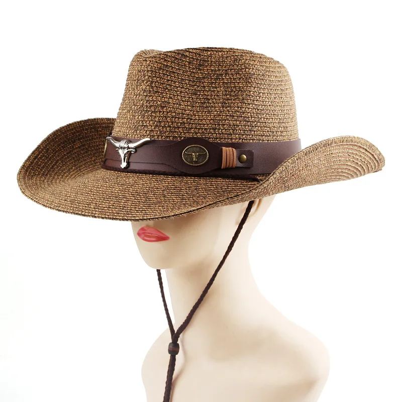 Mixed-color Straw Hat, European And American Western Cowboy Straw Hat, Outdoor Sunshade Hat