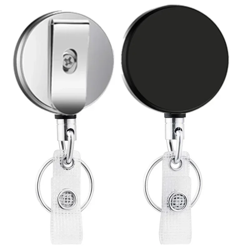 1pcs Retractable Badge Reel ID Card Lanyard Name Tag Metal Key Chain Ring Belt Clip Pull Keyring Id Badge Holder Badge Clip image 3