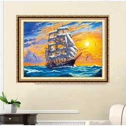 1pc DIY 5D Diamond Painting Full Diamond Sea ​​sailing Boat Diamond Painting,Handmade Home Art Gift Diamond Painting Kit