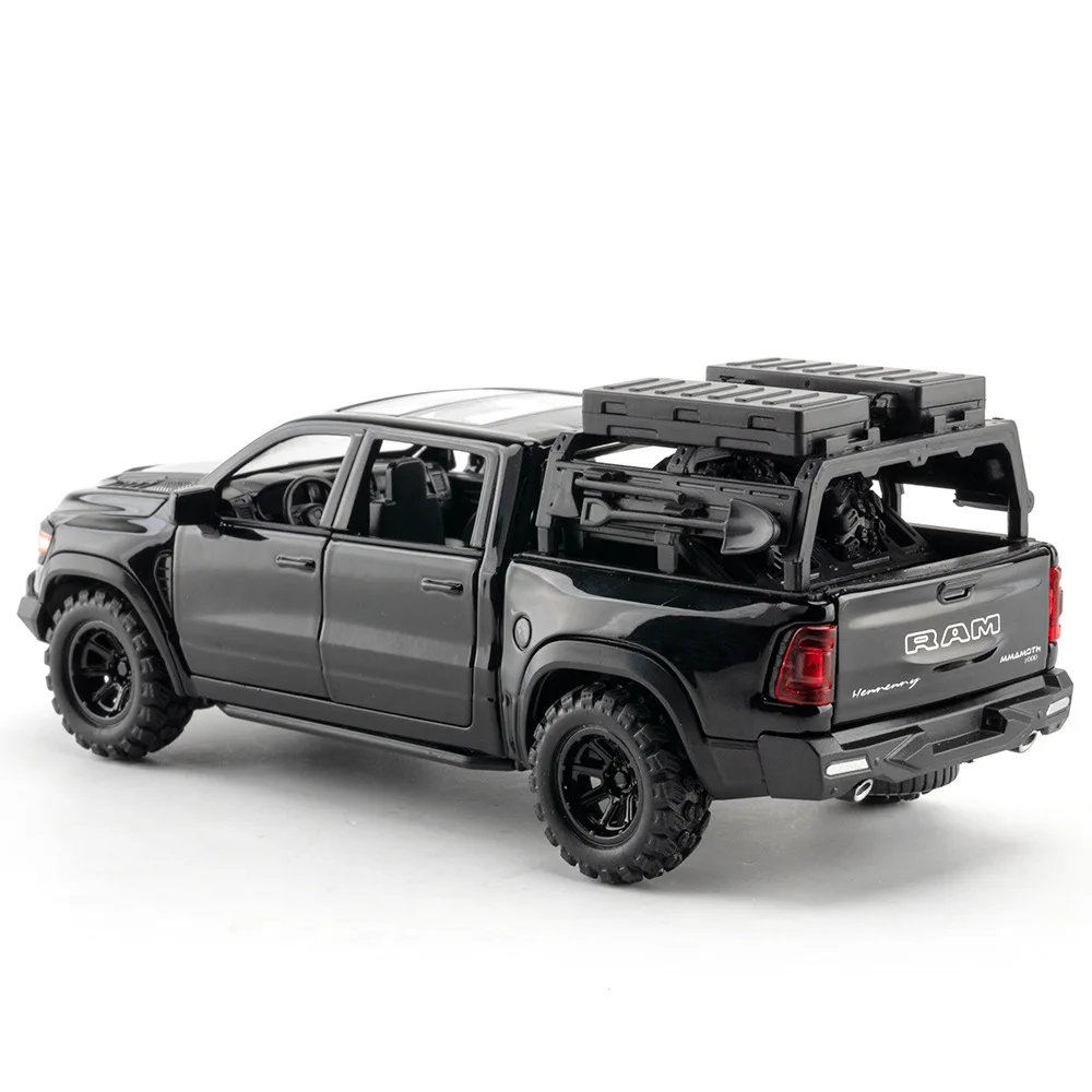 1:32 DODGE Mammoth 1000 TRX Alloy Pickup Car Model Diecast Metal Off-road Vehicle Model Sound and Light Simulation Kids Toy Gift