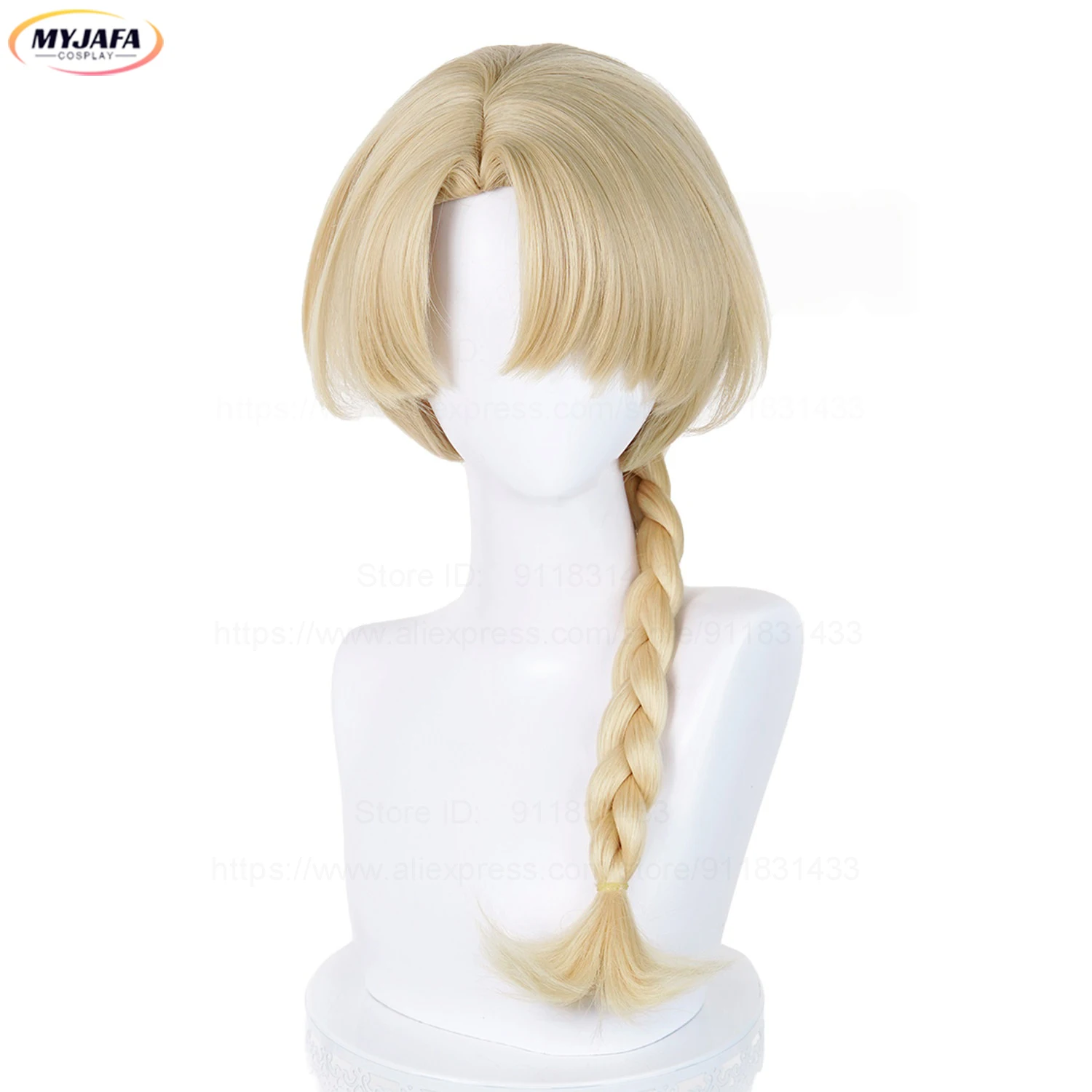 Jeanne Boy Cosplay Wig Call Boy Jeanne d'Arc 65cm Blonde Braided Heat Resistant Synthetic Hair Party Anime Wigs + Wig Cap