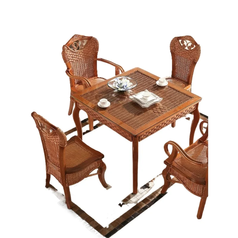 

Three-piece balcony dining table and chair combination living room retro elderly leisure coffee table single back