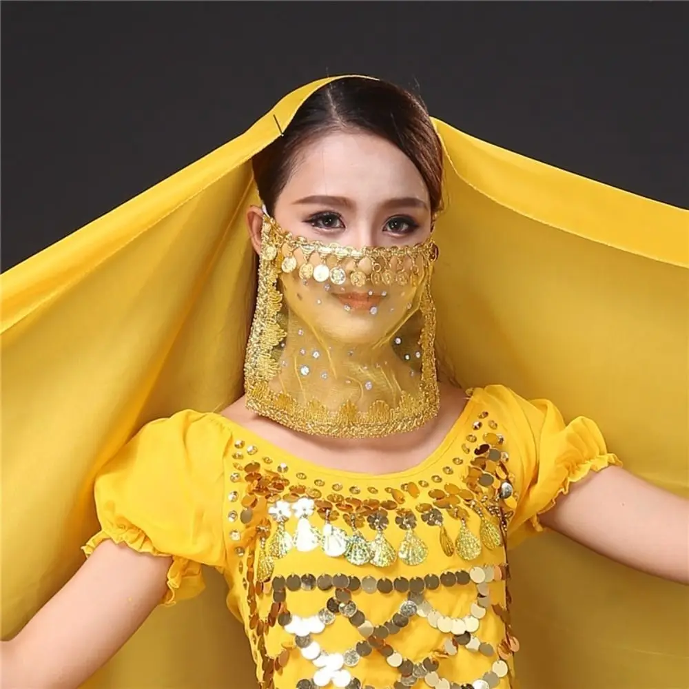 New Sequins Belly Dance Veil Multiple Colors Polyester Belly Dance Glitter Veil Dance Performance Accessories Women