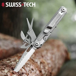 SWISS TECH-11 em 1 Folding Multi Tool Knife, Mini Ferramentas Portáteis EDC, Tesoura, Serra, Equipamento de Sobrevivência ao ar livre