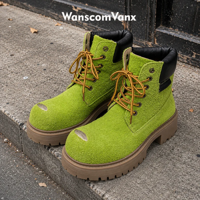 High Neutral Anti Slip Wear Resistant Suede Outdoor Hiking Boots for Young People Motorcycle Fashion Leisure High Top Boots