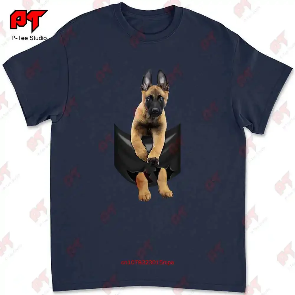 Belgian Malinois Dog In Pocket T-shirt WSDB