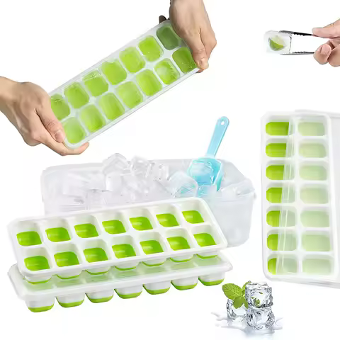 1PC Ice Cube Tray 14 Grid Silicone Ice Cube Mold With Removable Lid Ices Maker Kitchen Gadget Bar Tools