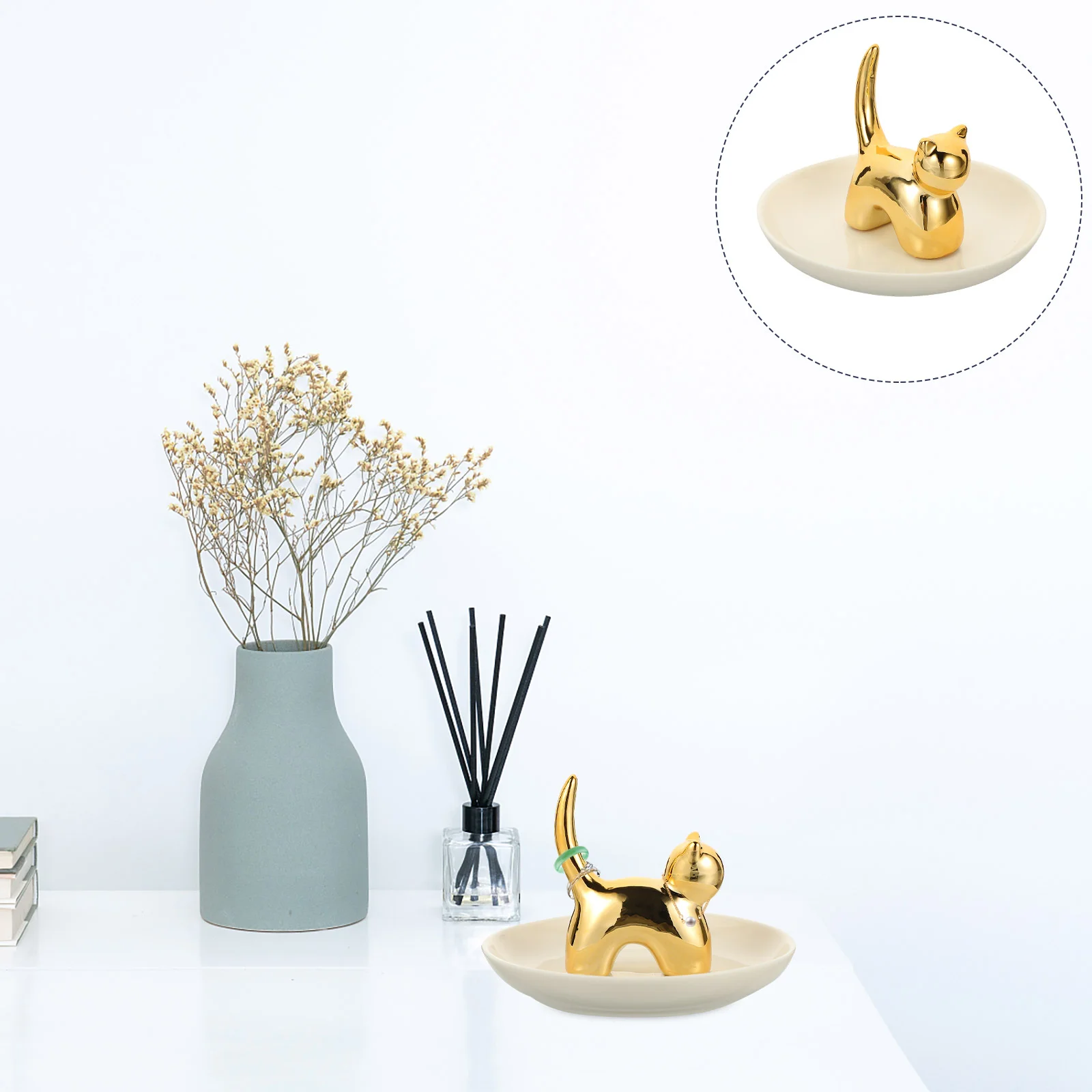 

Cat Jewelry Tray Ring Dish Holder Decor Storage Trays Decorative Trinket Plate The Gift Ceramics Miss
