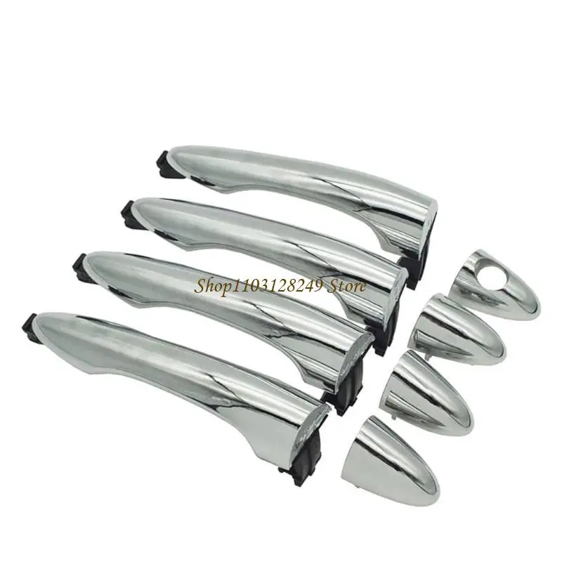 N5KD Outer Door Handle with Plastic and Metal Build, Mirror-Like Silver Finish, Separate End Cover, and Part Number 82651 3W010