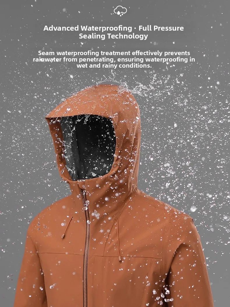 Outdoor Men's Hard  Jacket Windproof All-Season Commuting Three-Proof Design Standard Fit Polyester Fiber Long Sleeve