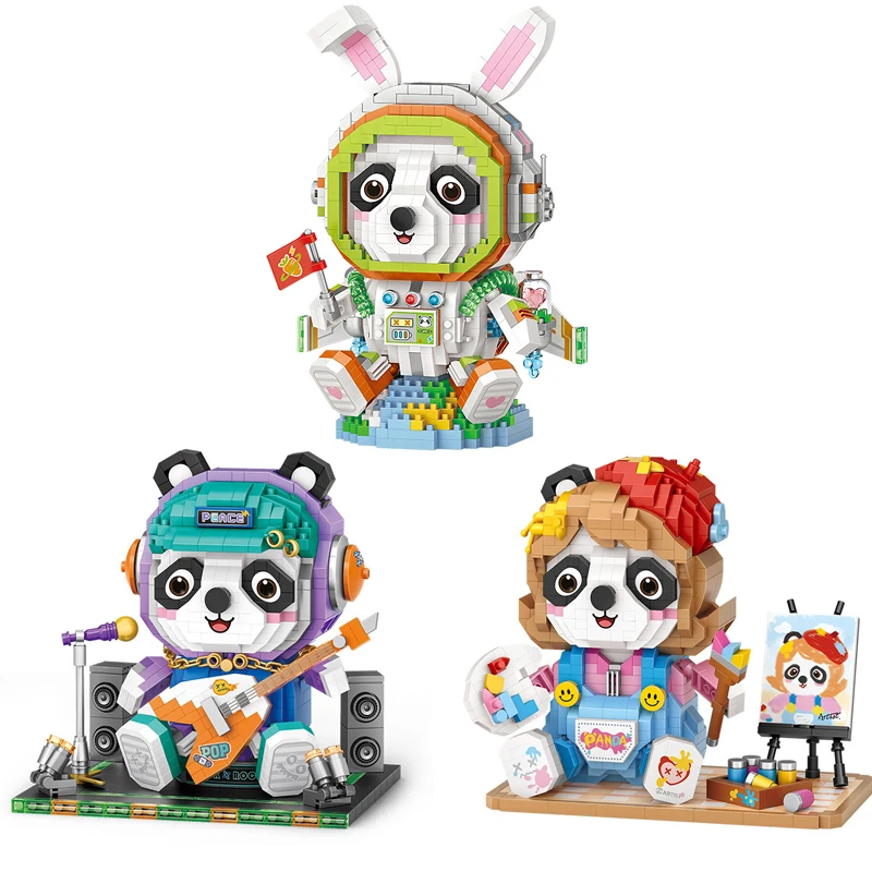 

Loz Panda Diamond Building Blocks Singer Painter Astronaut Panda Model Micro Brick Figures For Kid Christmas Gift