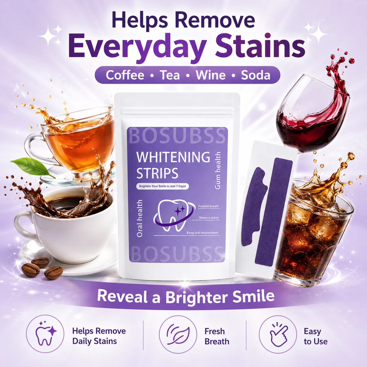 5pcs pack Teeth Brightening Whitening Strips Gentle Oral Care Sticker For Fresh Breath Gum Care Stain Remover Daily Use