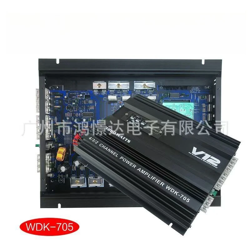 High Quality 705 Aluminum Body 4-Ch 3800W High Power 12V Car Amplifier wirh Nippon Chemi-Con Capacitor 2-Color Coil Transformer