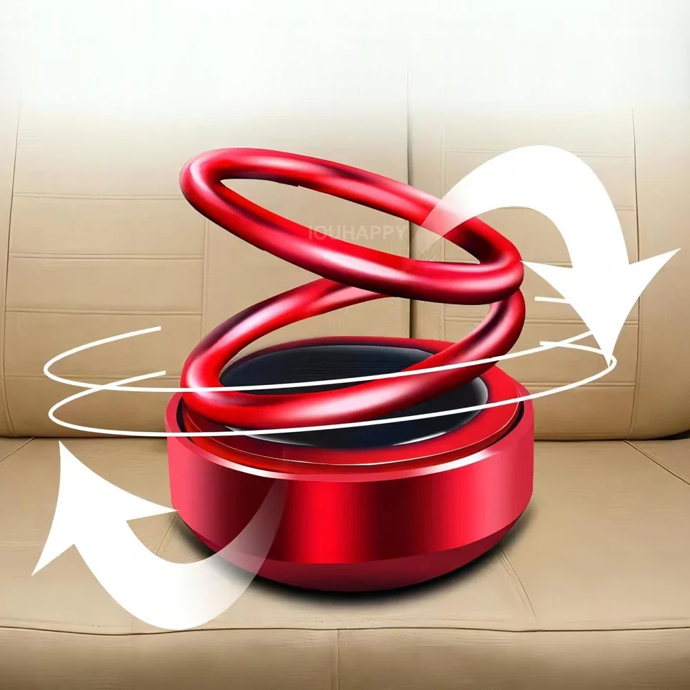 휴대용 키네틱 미니 방향제 태양열 발전 이중 링 회전 공기 청정기, 향수 디퓨저, 자동차 액세서리, 2 개