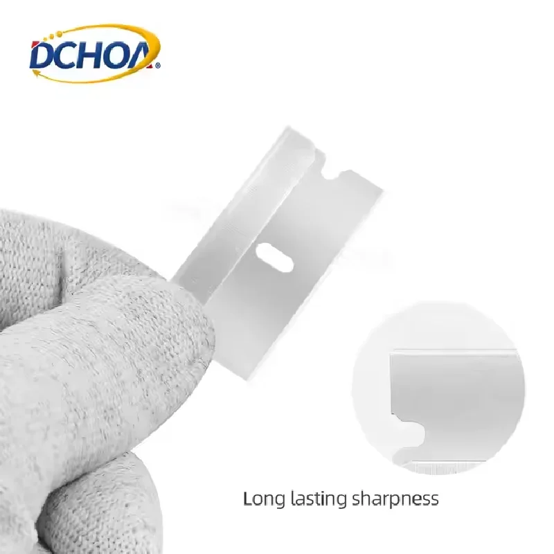 DCHOA Metal Steel Razor Blade Scraper with 100 Pack Safety Single Edge Razor Blades Glass Window Cleaning Glue Remover Tool