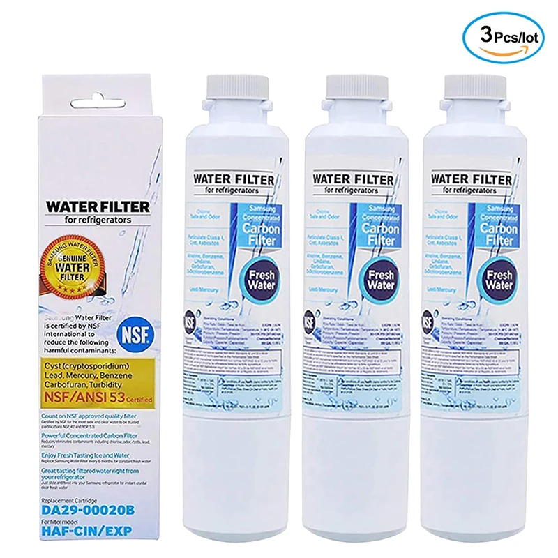 Compatible with Samsung DA29-00020B Refrigerator Water Filter DA29-00020A/B HAF-CIN/EXP  For French Door Fridge Kitchen 3 PACK