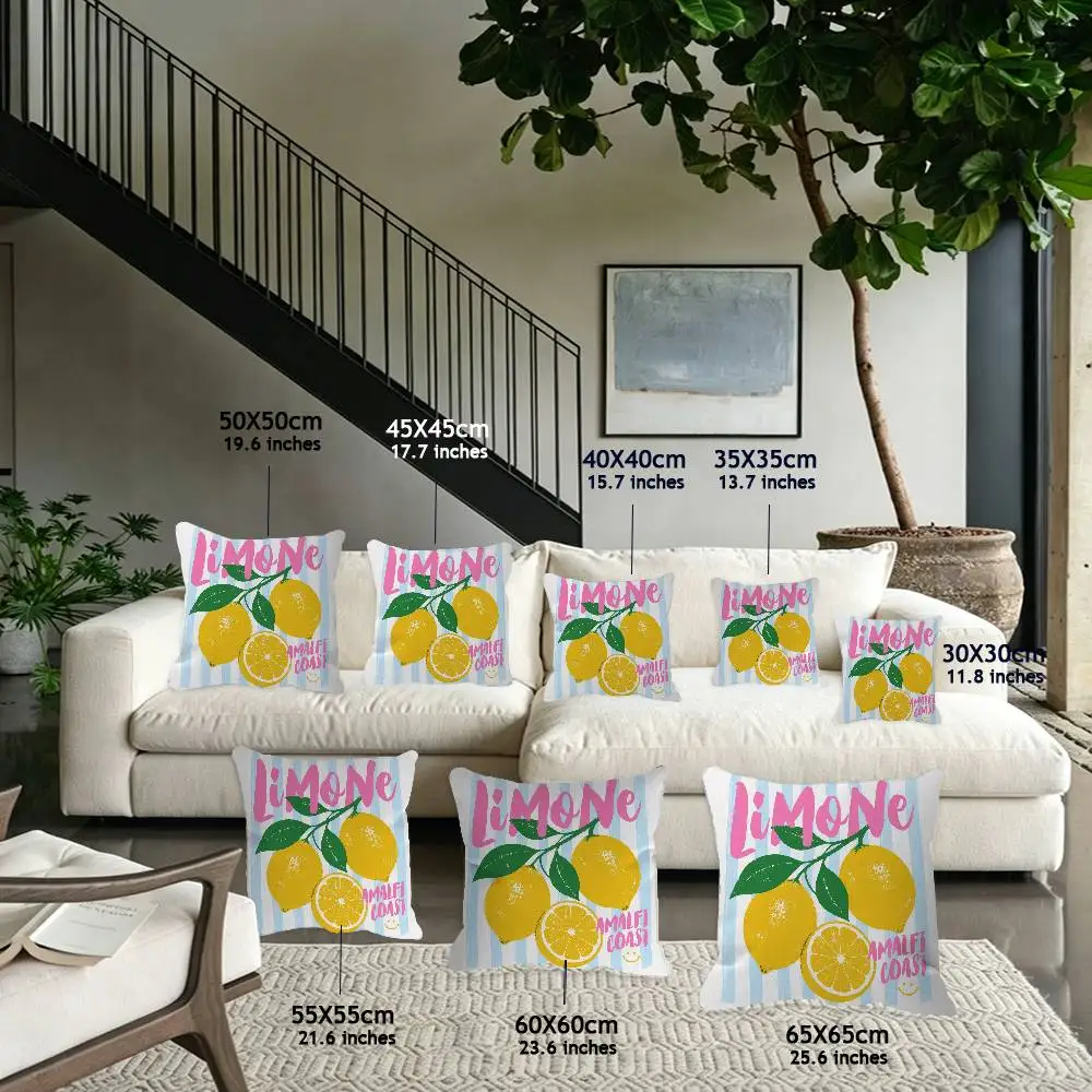 Abstract Lemon Cartoon Cushion Cover Inches Farmhouse Decor Home Throw Pillow Covers For Couch Decorations