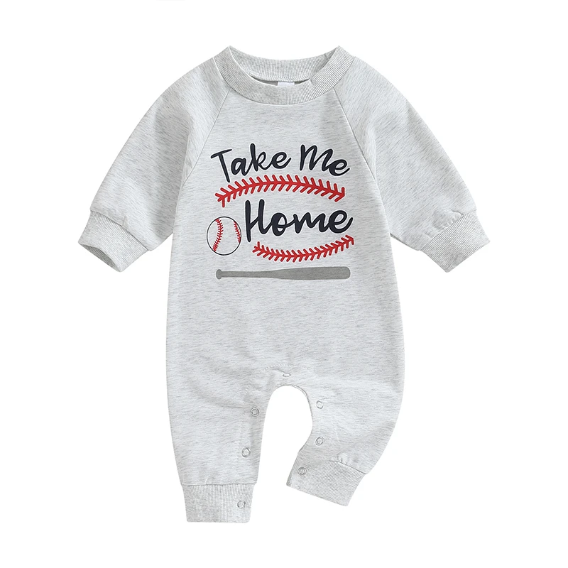 Baby Boys Girls Fall Jumpsuits Cute Long Sleeve Baseball Letter Print Rompers Newborn Outfit