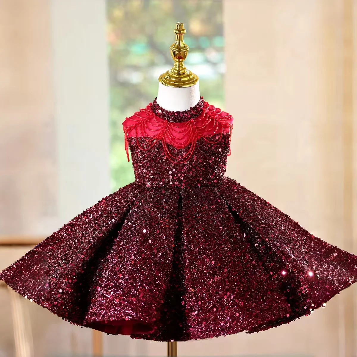 فستان فتاة الزهور الأنيق Dreamy Vow D216 مزين بالترتر بطول الركبة فستان الأميرة للأطفال لحفلات الزفاف وأعياد الميلاد وحفلات الزفاف #1