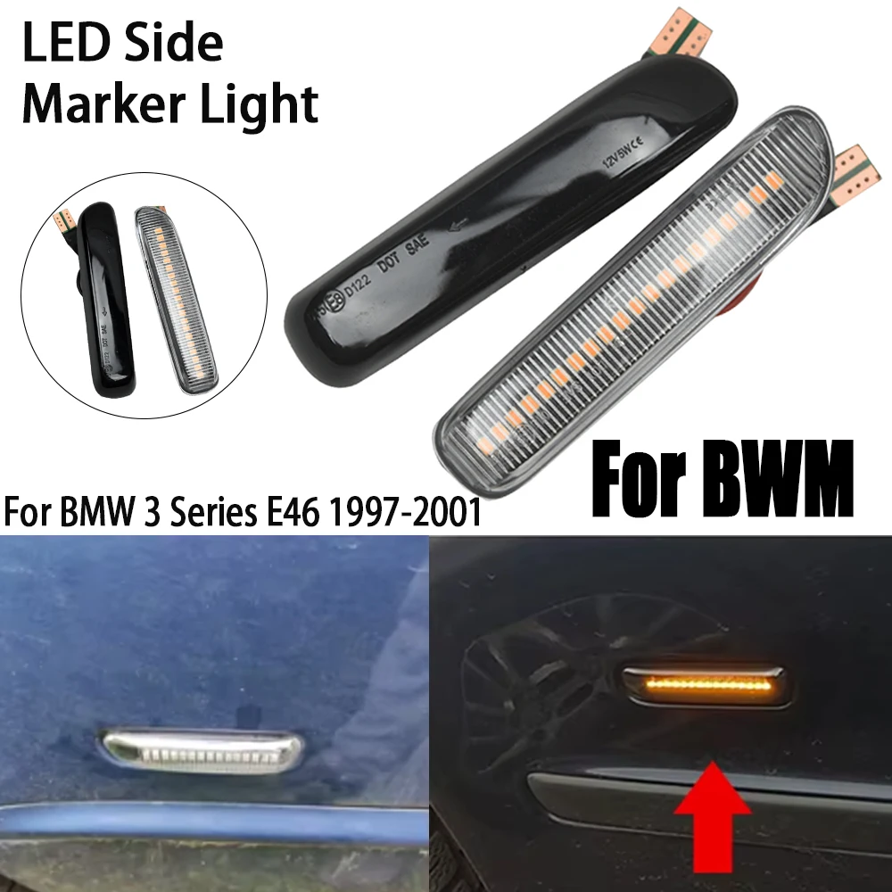 LED Turn Signal Side Marker Light For BMW 3 Series E46 Sedan Coupe Wagon Convertible 1997 1998 1999 2000 2001