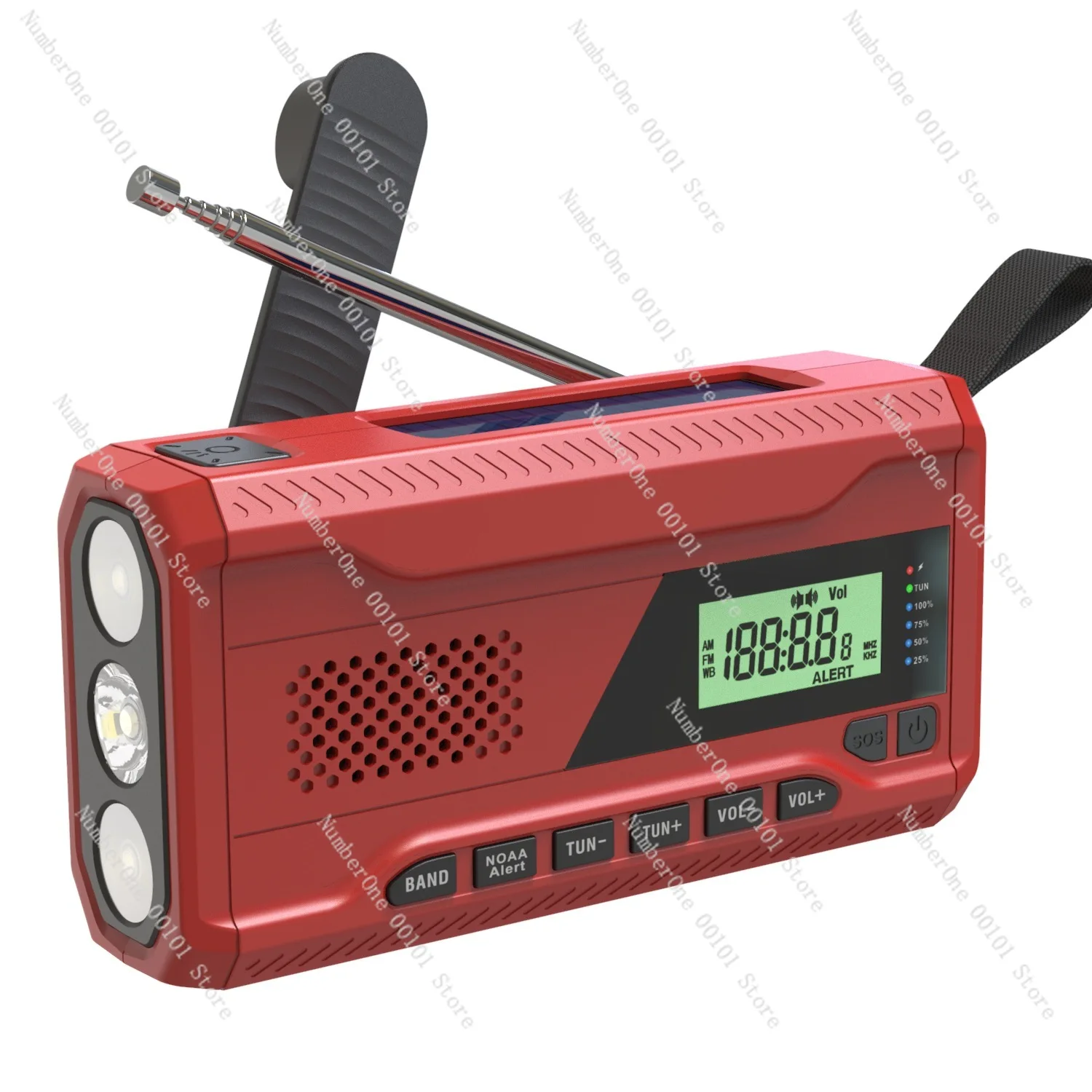 

Emergency radio FM/AM/WB, solar power generation 4500mAh