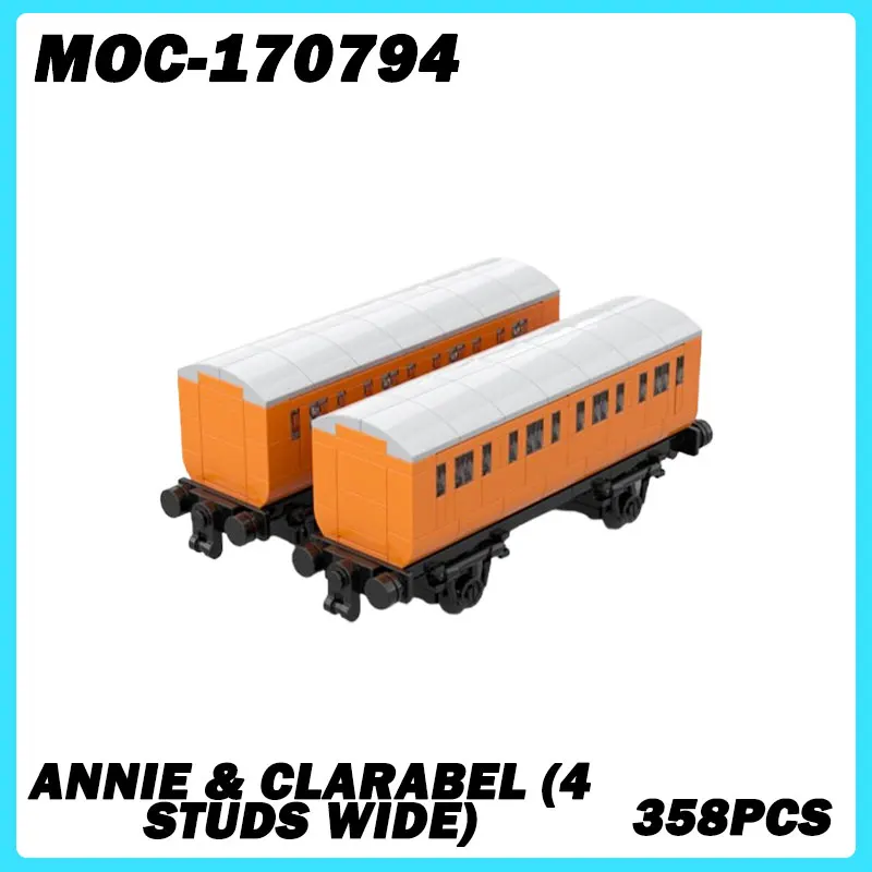 

MOC- 170794 Серия мини-поезд Annie & Clarabel (ширина 4 шпильки), Коллекционная образовательная модель, кирпичная головоломка, игрушка, подарки на день рождения, 358 шт.