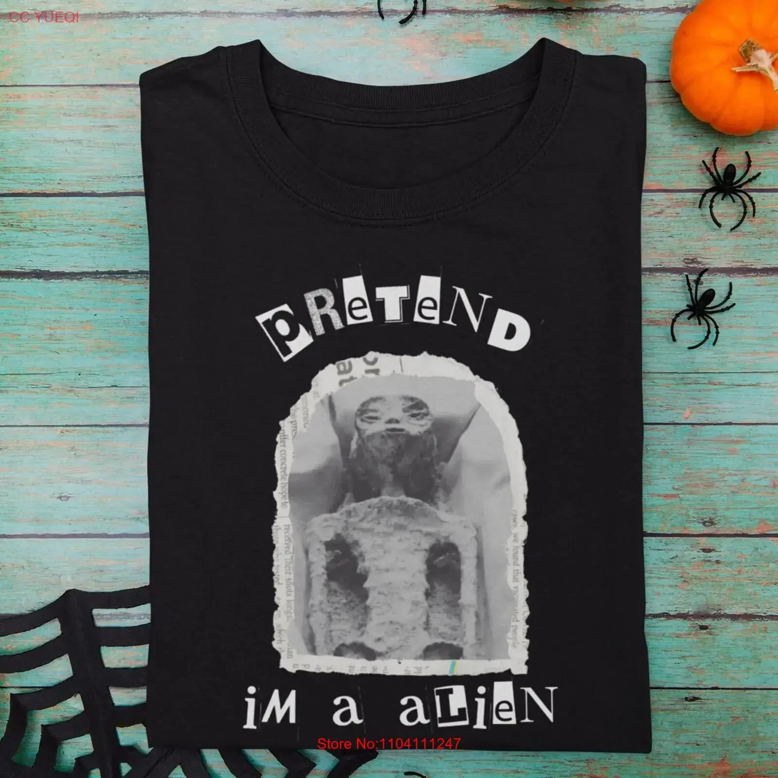 Pretend I'm A Alien Halloween T Shirt UFO Party Funny E Costume Outfit Spooky For Dads vintage Washed streetwear fashion