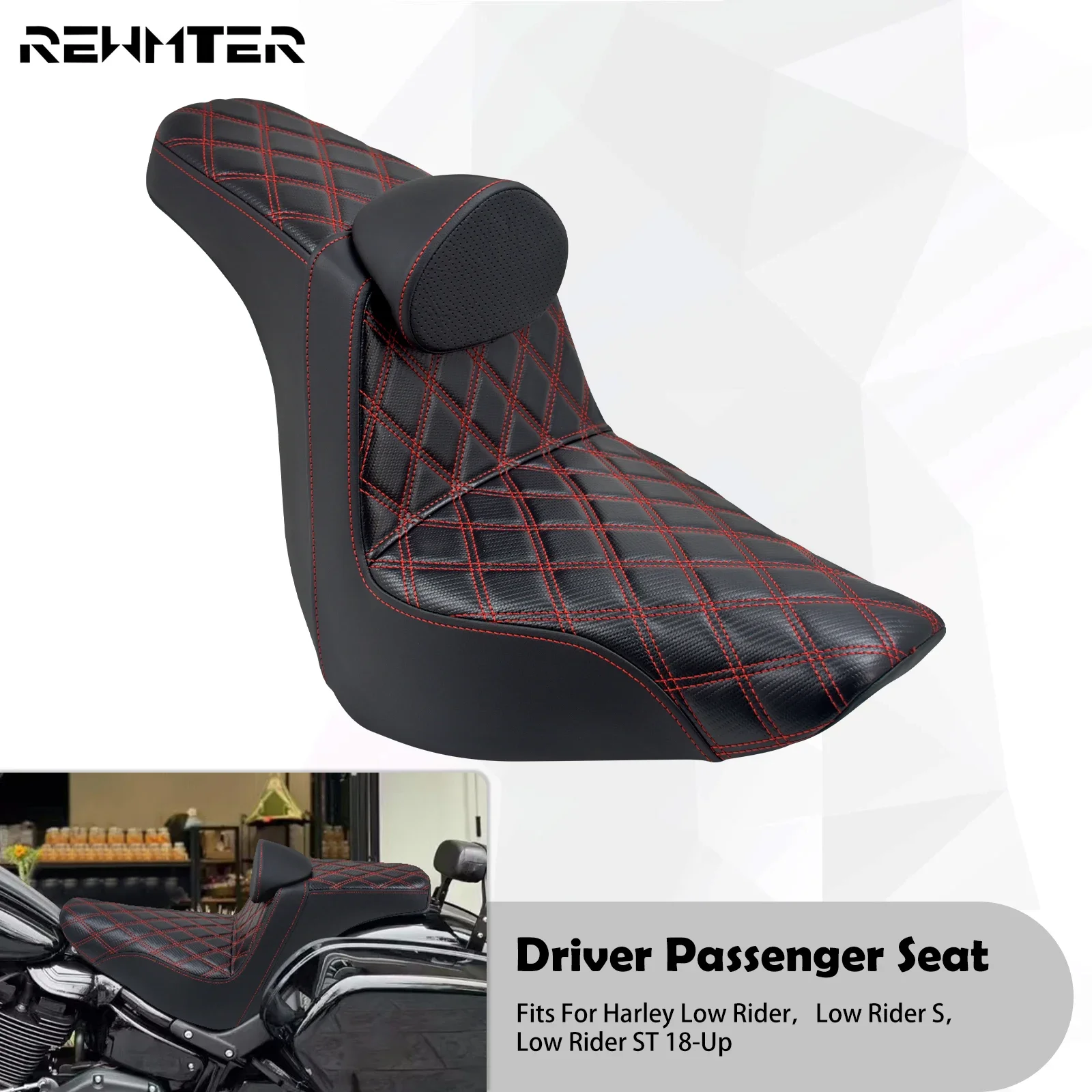 Motorcycle Two-Up Driver Passenger Seat With Backrest Cushion Front Rear Seat For Harley Softail Low Rider FXLRST FLSB 2018-Up