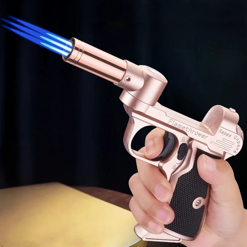 Windproof Foldable Rotary Lighter Outdoor Metal Jet High Power Blue Flame Butane Gas Kitchen Portable Lighter - Image 3