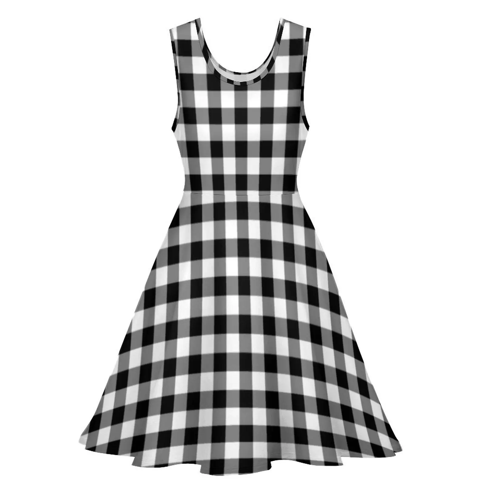 Black And White Plaid Dress Gingham Checks Street Fashion Dresses Womens Night Club Skate Dress Summer Custom Clothing 4XL 5XL