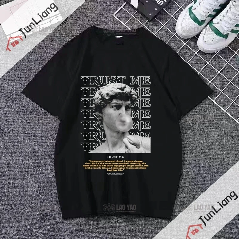 New Fashion David Michelangelo Printed T-shirt Statue Graphic Printed Fun Harajuku Shirt