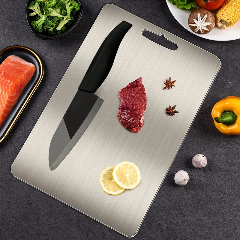 Holaroom Stainless Steel Chopping Block Fruit Vegetable Meat Chopping Boards Easy Clean Cutting Board Practical Kitchen Tool