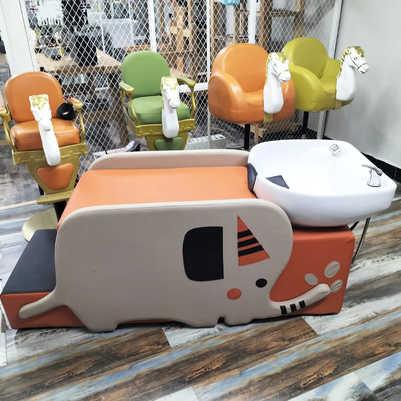 Shampoo bed, barber shop, children's shampoo bed, flat lying flush, hair salon, special children's cartoon haircut shampoo bed