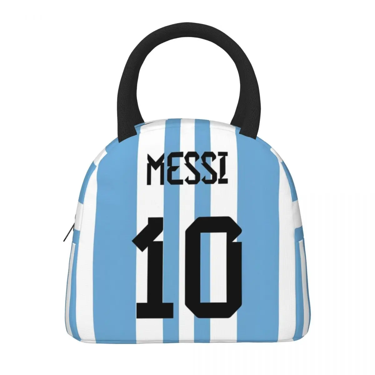 Football Star Messi Num 10 Portable Lunch Bag Food Thermal Box Durable Cooler Lunchbox with Shoulder Strap Picnic Bag Office