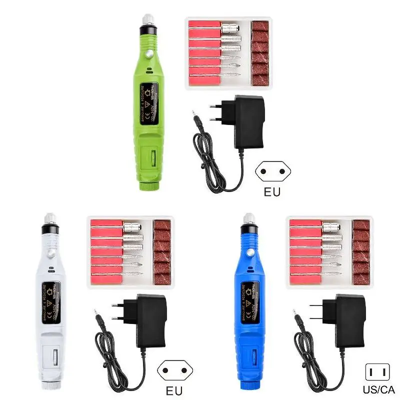 Máquina de manicura, juego de brocas eléctricas para uñas, cortador de molino, Mini lima de lijado para decoración de uñas
