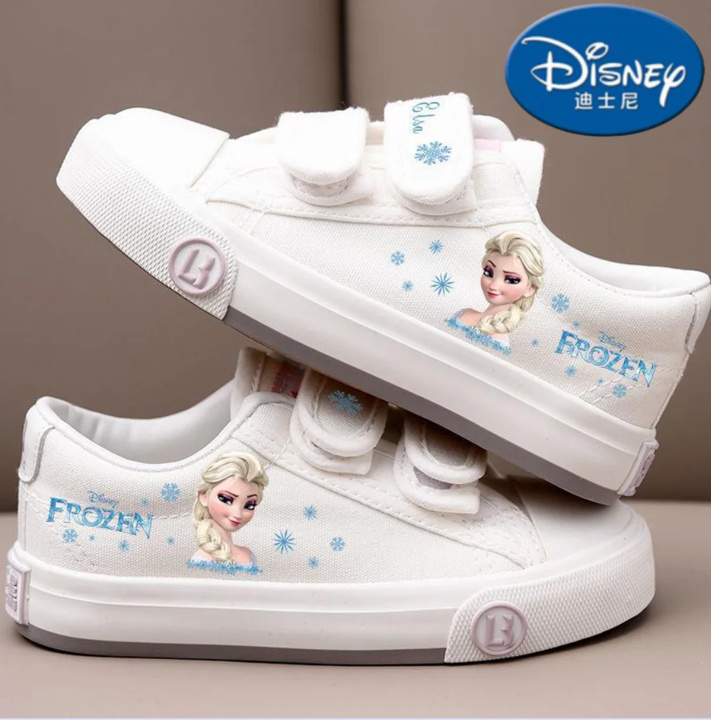 Disney Frozen Elsa Anna Print Canvas Shoes White Shoes Girls Casual Sneakers Kids Olaf Tennis Shoes Stellalou Running Shoes