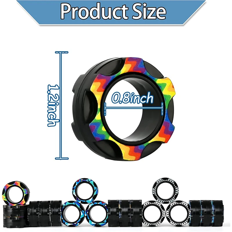 Anneaux magnétiques Fidget Toy Pack cadeaux pour adolescents garçons faveurs de fête Gadget Cool pour adultes aimant Fidget Spinner ensemble de jouets sensoriels