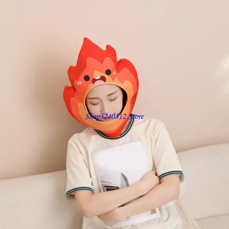 

634C Cartoon Flame Head Cover Hat For Cosplay Event And Themed Parties Gathering Wear