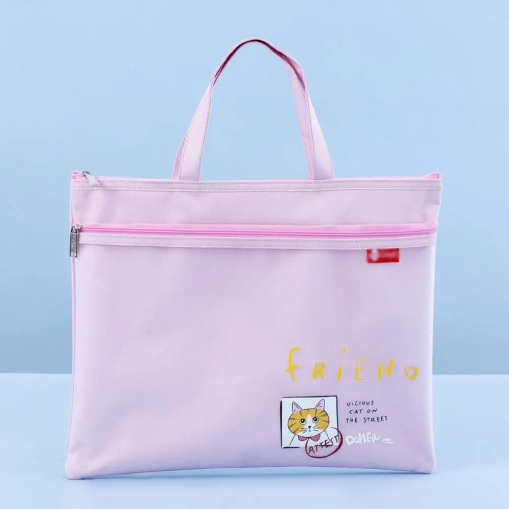 Portable Book Storage Bag Handheld Oxford Cloth Art Storage Bag Dustproof Large Capacity Zipper Mesh Bags Back To School