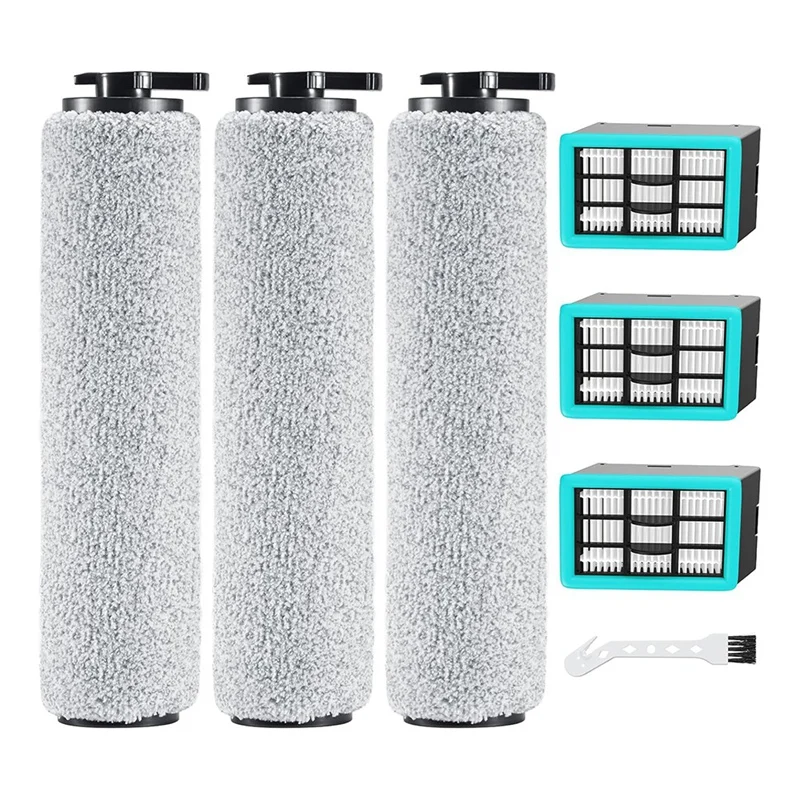 ABRW 3831 Vacuum Cleaner Brush Roll & Filter Replacement for Bissell Crosswave HF2 3845N, 3 Brush 3 Filter Pack, for Floor
