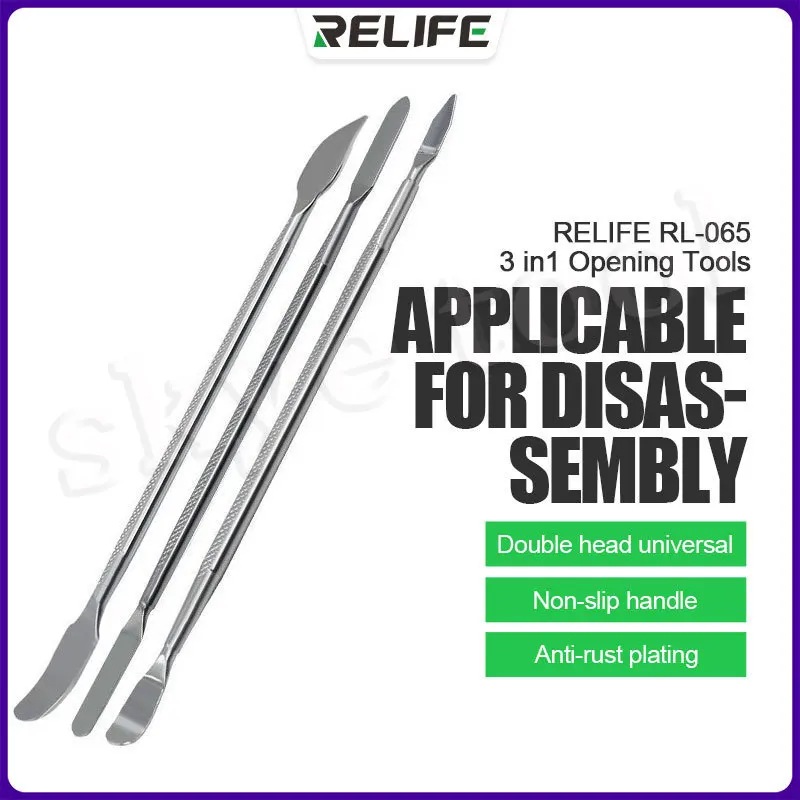 

RELIFE RL-065 3in1 Metal Opening Tool for Mobile Phone Tablet Notebook Universal Double Head Anti-rust Disassemble Tool