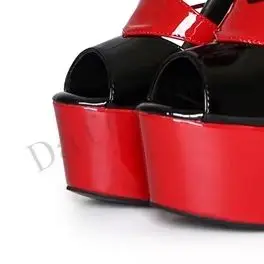 Black Red Patent Gladiator Knee High Sandals Boots Peep Toe Platform Stiletto Heels Back Zipper Women Stage Punk Fashion Boots