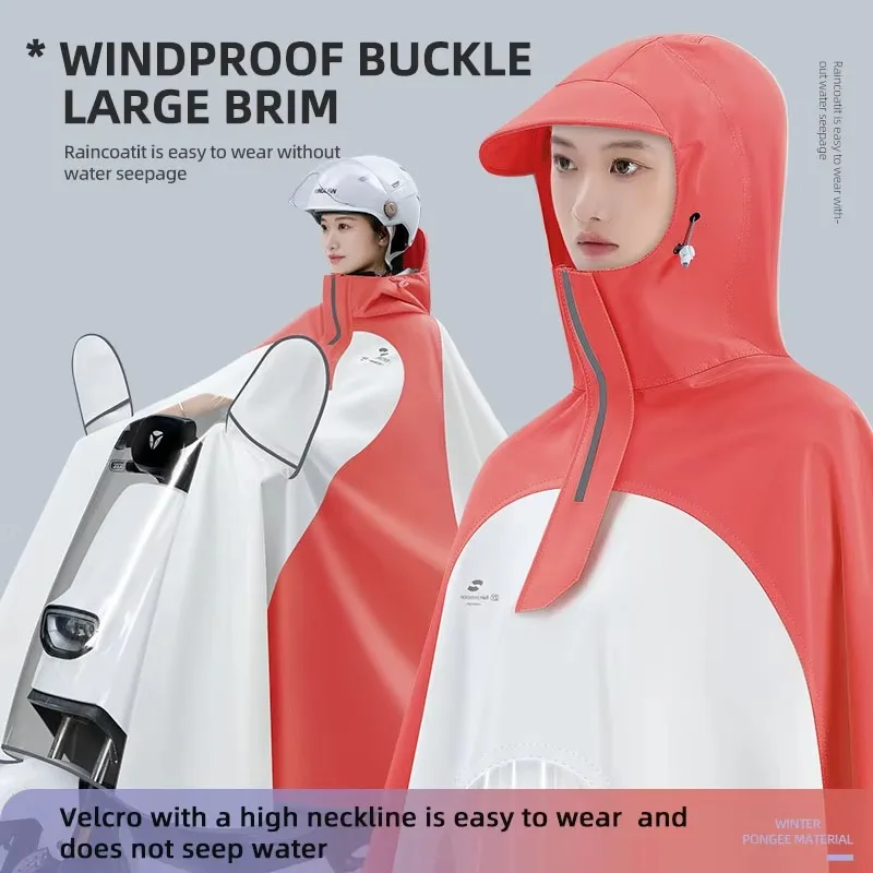 Integrated waterproof polyester poncho raincoat with mirror cover, windproof  poncho, suitable for outdoor hiking and rainy days