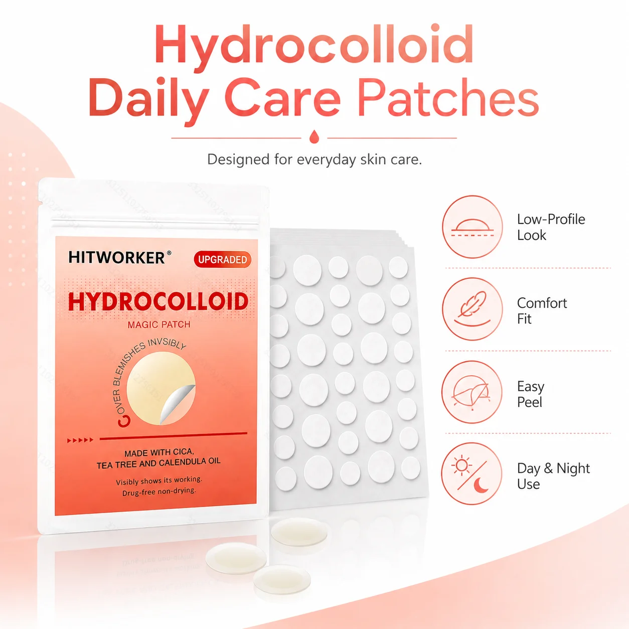 Hydrocolloid Acne Pimple Patches 180/360/720 Counts, Invisible Spot Dots, Oil Absorbing Blemish Stickers for Day & Night Skin Tr