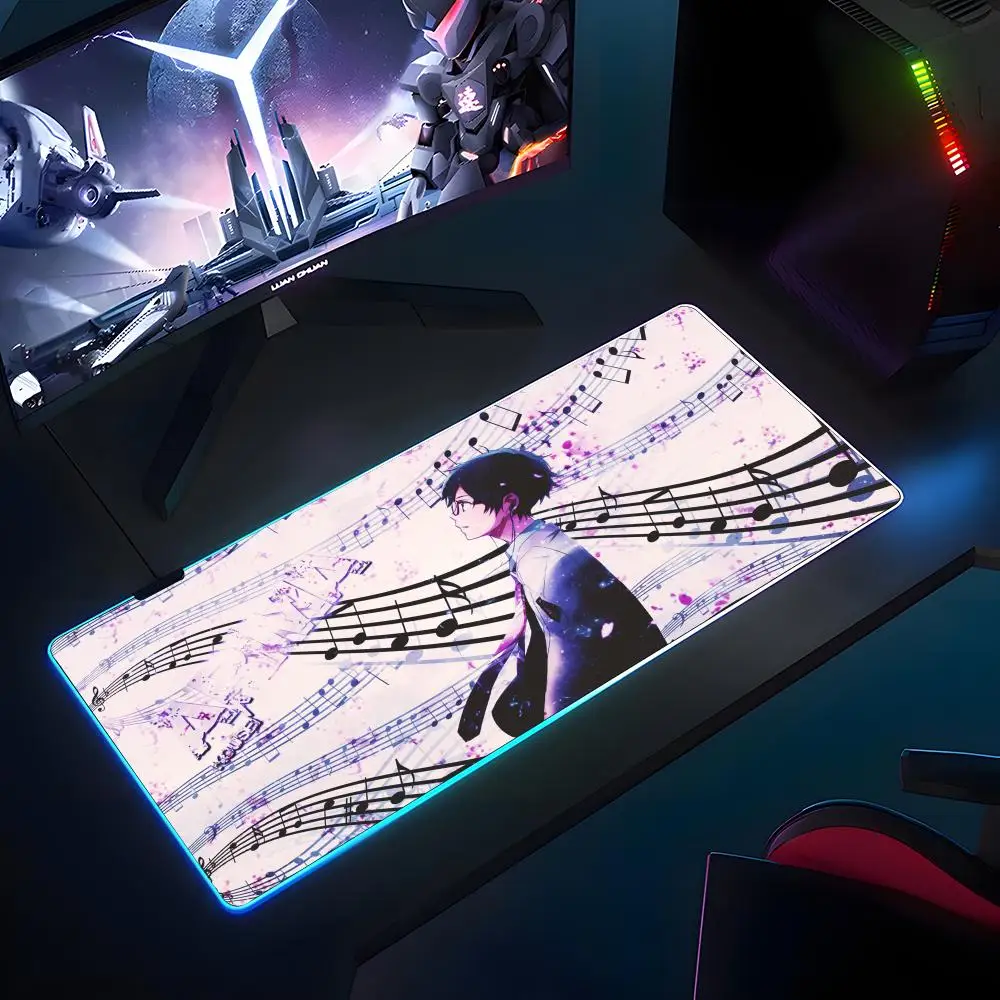 

A-April Is Your Lie Mouse Pad RGB Rubber Antislip Keyboard Pad 40x90cm Mousepad Gaming Accessories XXL Office Computer Mat