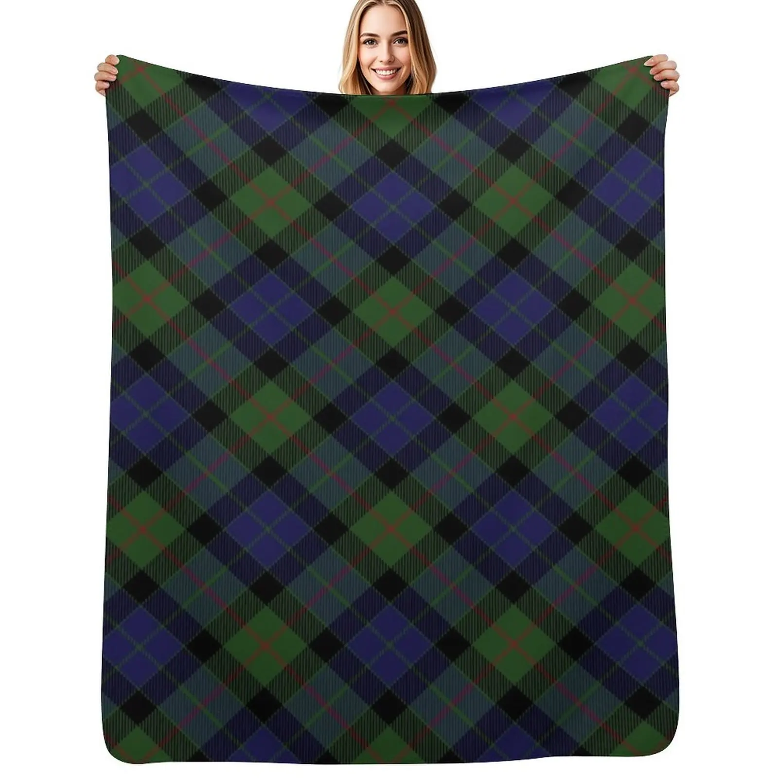 Gunn Clan Family Tartan Cross Pattern Throw Blanket Soft Breathable Blanket for Night Sleeping
