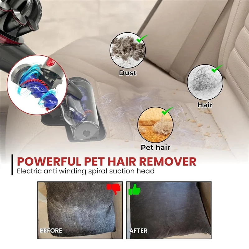 

【Price Drop】Anti-Tangle Roller Brush Head For Dyson V7 V8 V10 V11 V15 Mini Vacuum Cleaner Accessory Vacuum Mite Removal Roller B