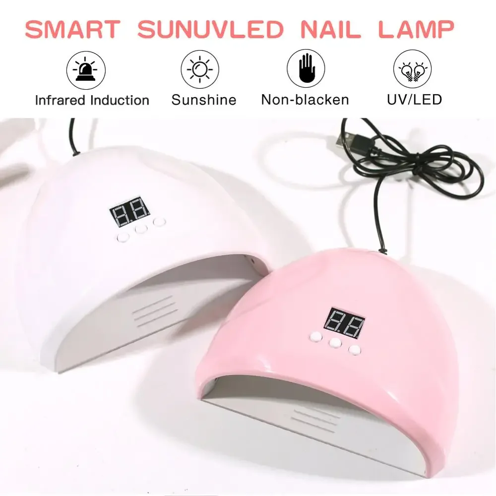 2 Colors 35W USB Fast Curing Nail Gel UV Lamp Dryer LCD Display 30/60/99s Timer Smart UV LED Manicure Art Novelty Light