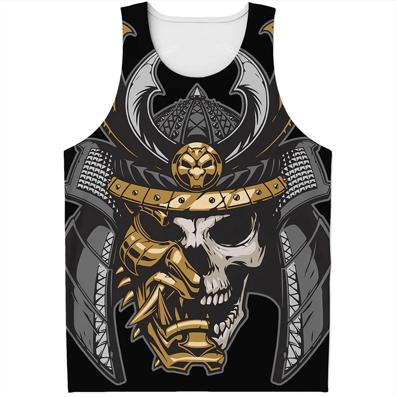 

Summer Trendy Men's Tank Tops 3D Printed Japanese Samurai Graphic Sleeveless Vest Tees Loose Fashion Harajuku Style Male Clothes